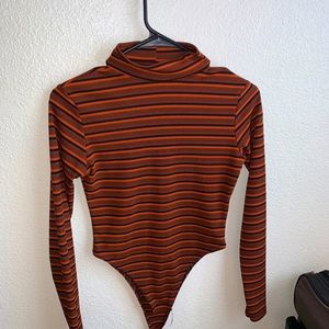 Striped turtle neck body suit